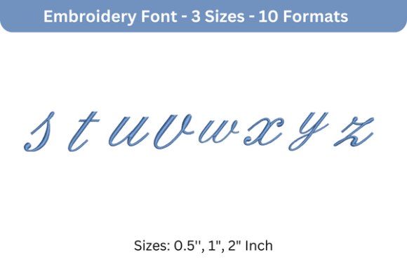 English Font Lowercase S to Z for Seasonal Embroidery Projects