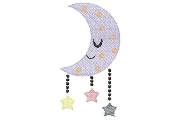 Smiley Face Moon with Stars Embroidery Review